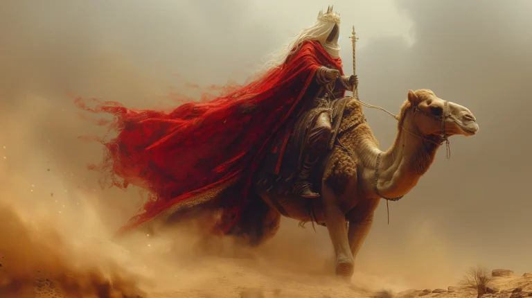 ic7zi_King_Paimon_Woman_face_man_body_Riding_Camel_Desert_often_78a56b51-fb1b-4ca2-bdab-81cb6185a9da